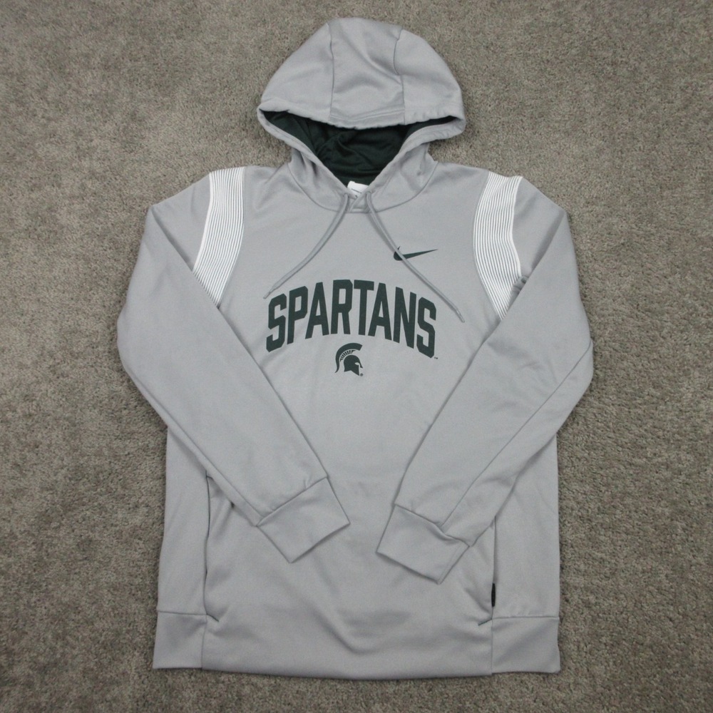 Michigan State Spartans Sweater Men Medium Gray Nike Thermafit Hoodie Sweatshirt